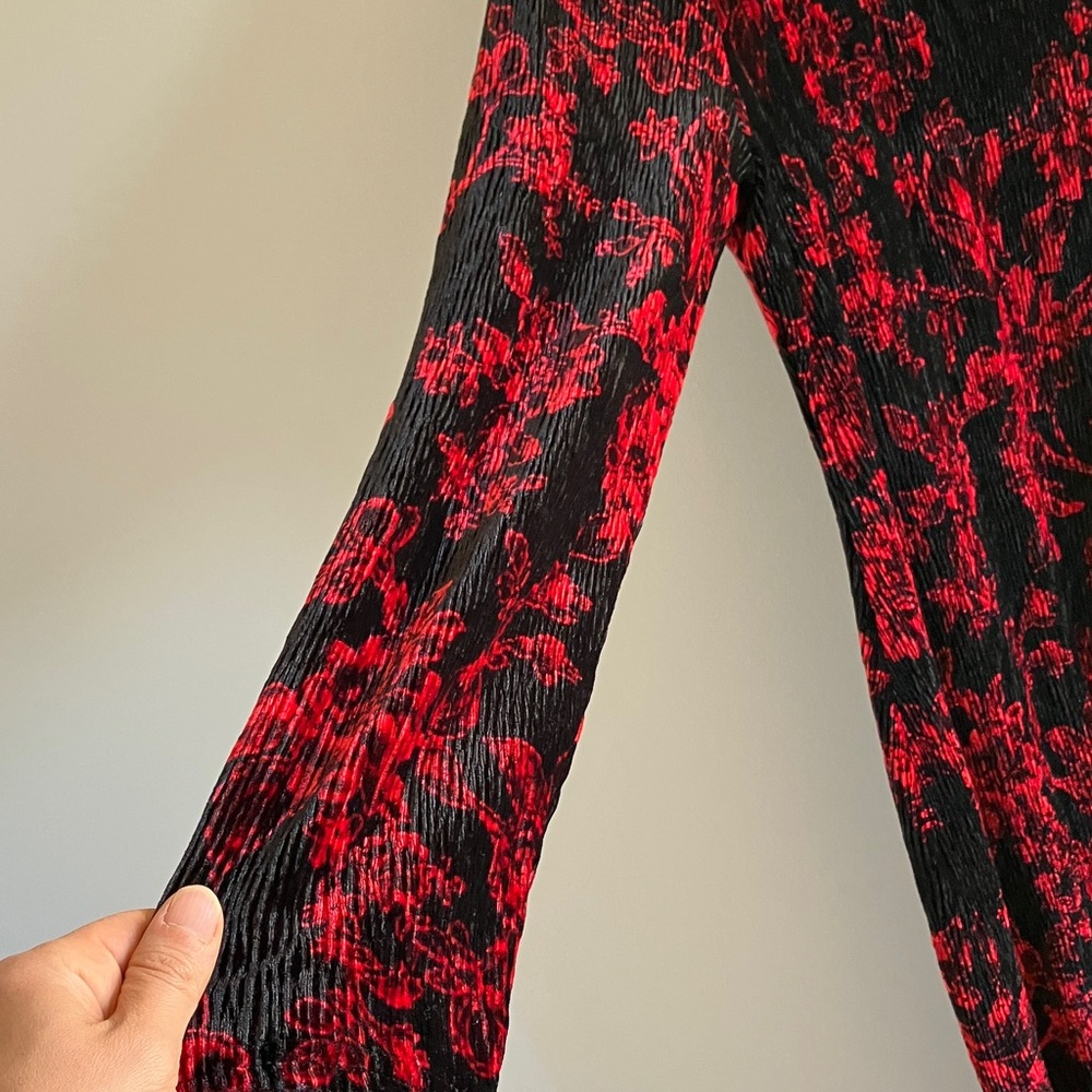 Anthropologie Black and Red Patterned Midi Dress - Picture 6 of 10